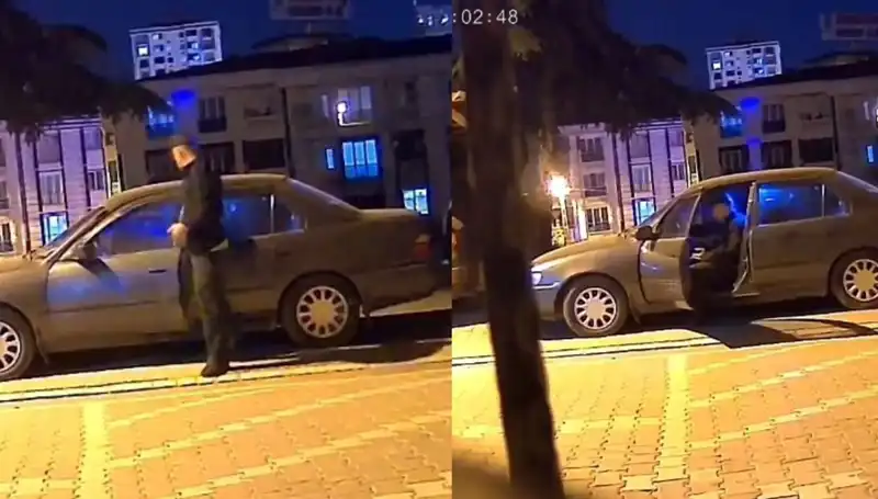 Park Halindeki Otomobili Hızla Çalan Hırsız, Olayı Saniyeler İçinde Gerçekleştirdi